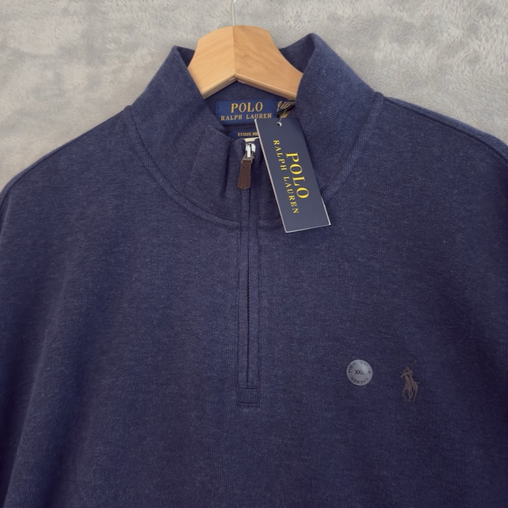 $125 Polo Ralph Lauren Quarter Zip Pullover Men's Estate-Rib Navy XXLarge NWT